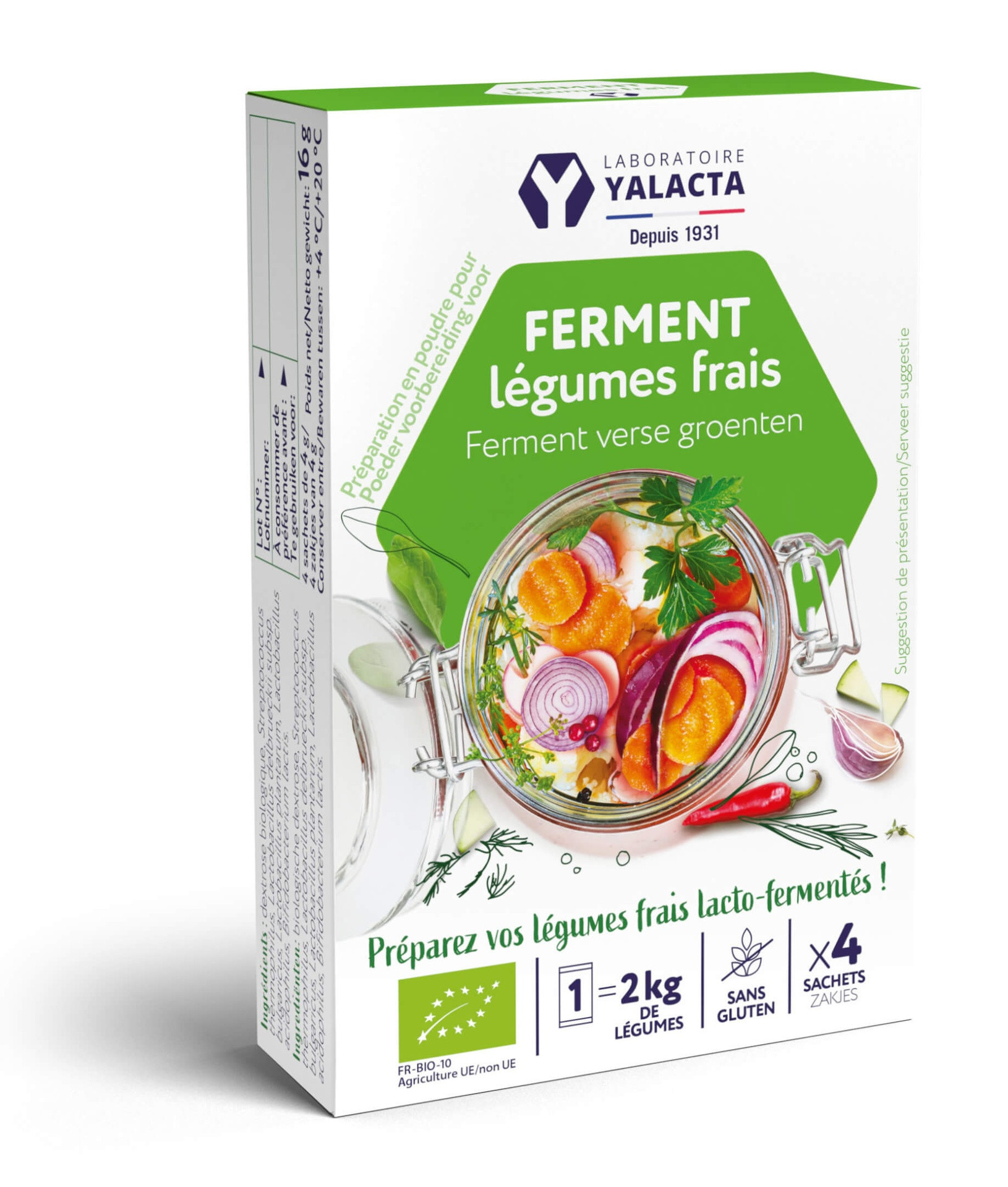Ferment BIO pour légumes frais (boîte de 4 sachets de 4 gr) - YALACTA