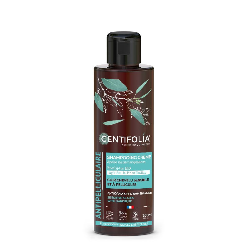 Shampooing crème antipelliculaire - Cuir chevelu sensible - Flacon 200 ml - CENTIFOLIA
