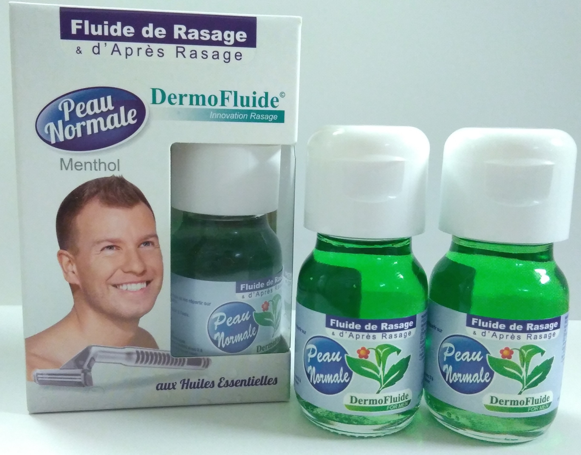 Fluide de rasage et d'après rasage - Menthol - Peau normale (30 + 30) - 60 ml - DERMOFLUIDE