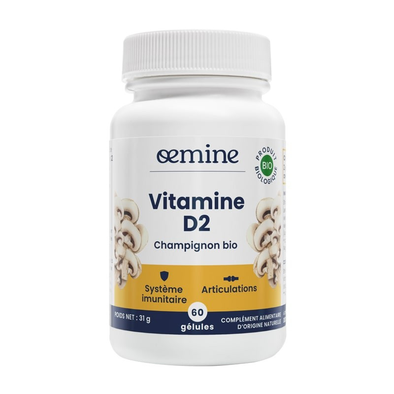D2 : Vitamine D végétale de Levure, titrée à 5 microg - 180 gélules - OEMINE