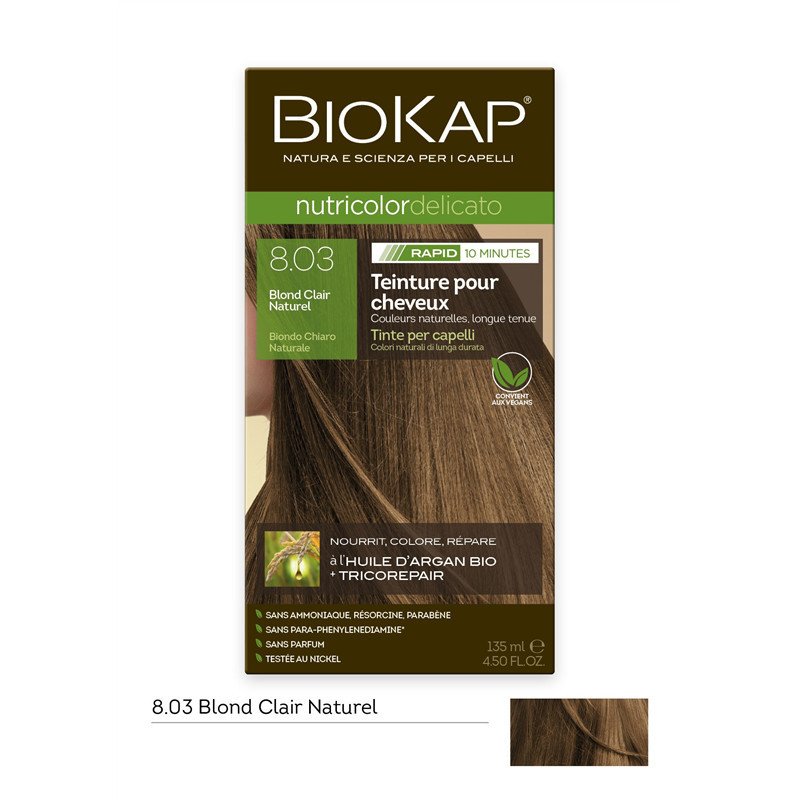 Nutricolor delicato rapid - Blond clair naturel 8.03 - 135 ml - BIOKAP