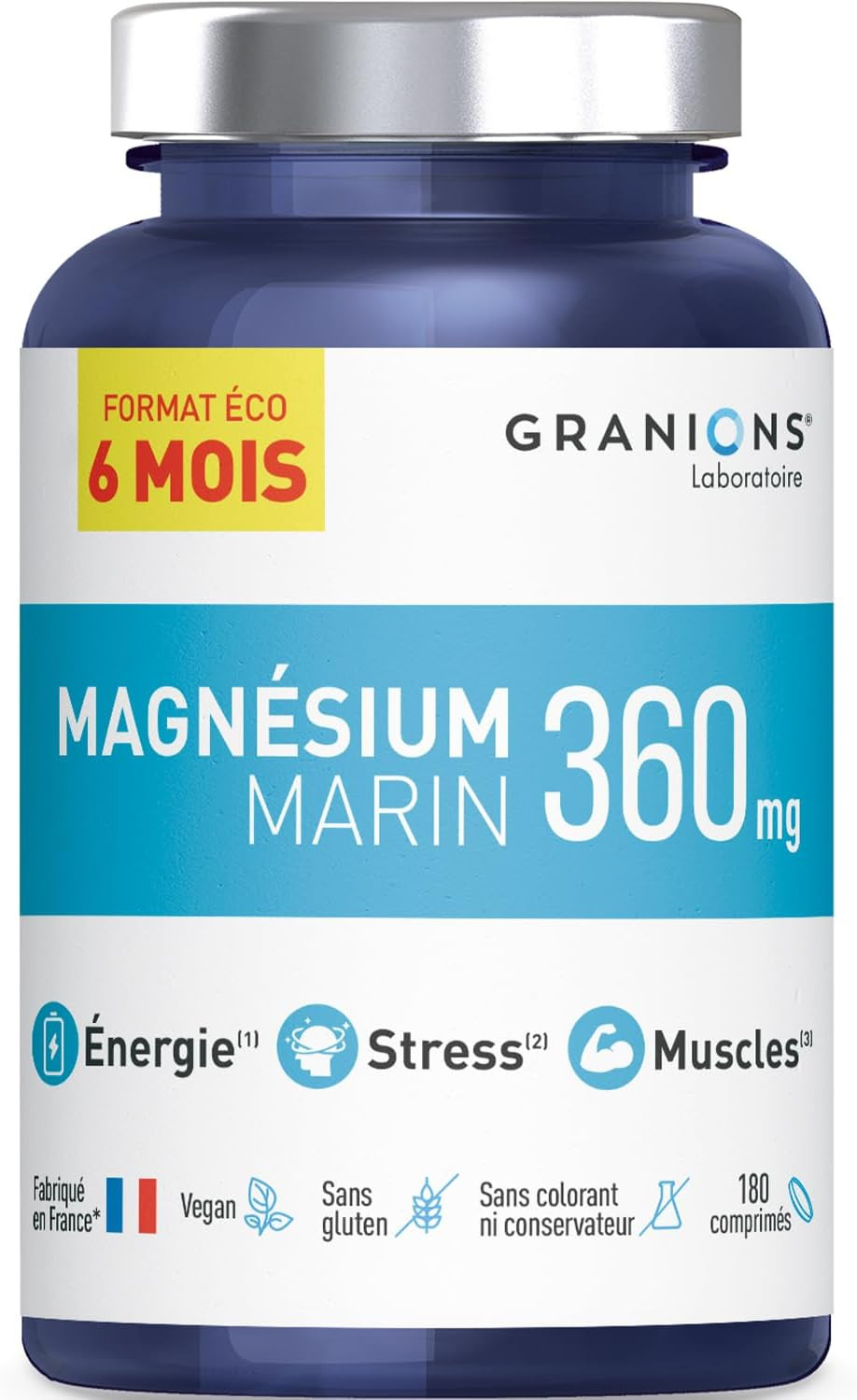 Granions double magnésium 360 mg- 180 comprimes (pack eco 6 mois) - GRANIONS
