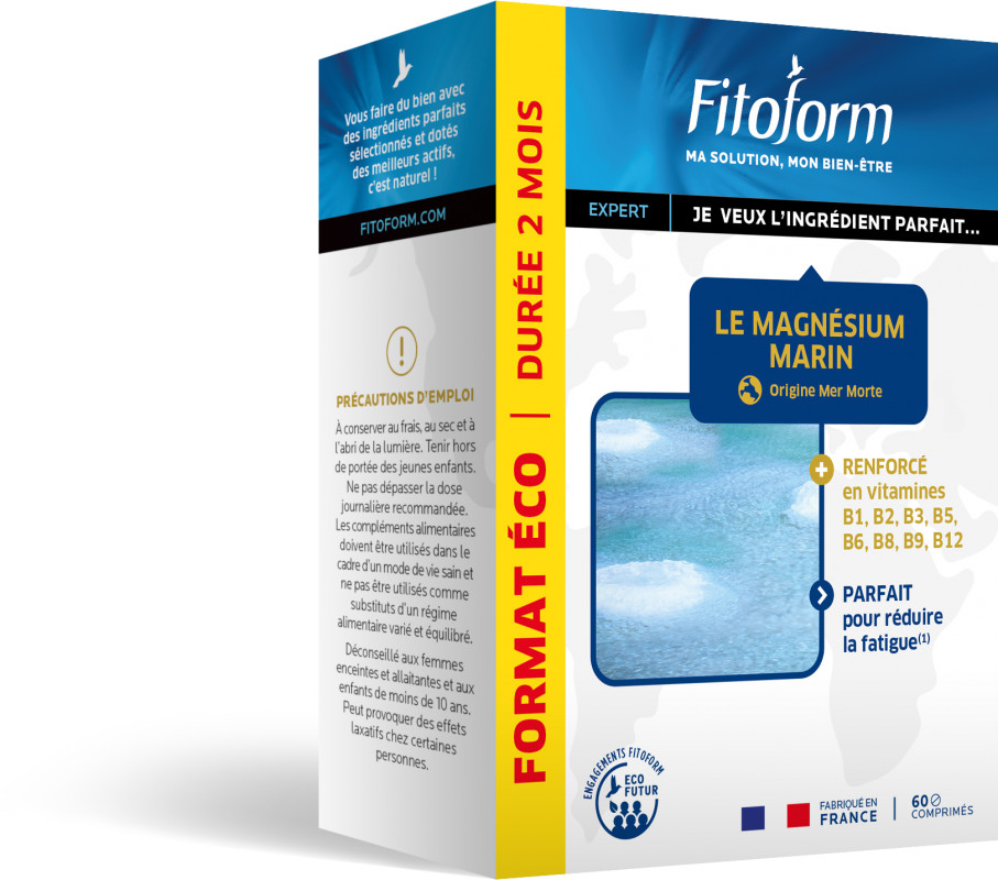 Magnésium marin + B1 + B6 + B9 Format éco - 60 comprimés - FITOFORM