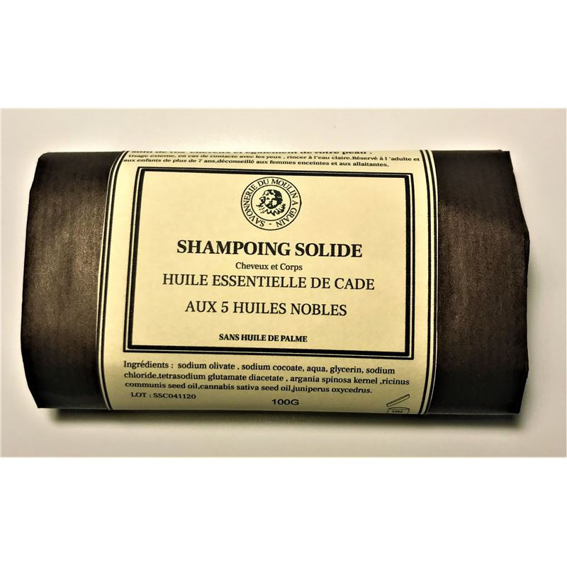 Shampoing solide à l'Huile Essentielle de Cade - 100 g - SAVONNERIE DU MOULIN À GRAIN