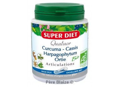 Quatuor Articulations BIO - Curcuma, Cassis, Harpagophytum, Ortie - 150 gélules - SUPERDIET