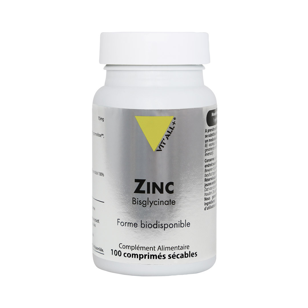 Zinc Bisglycinate - 100 comprimes sécables - VIT'ALL+