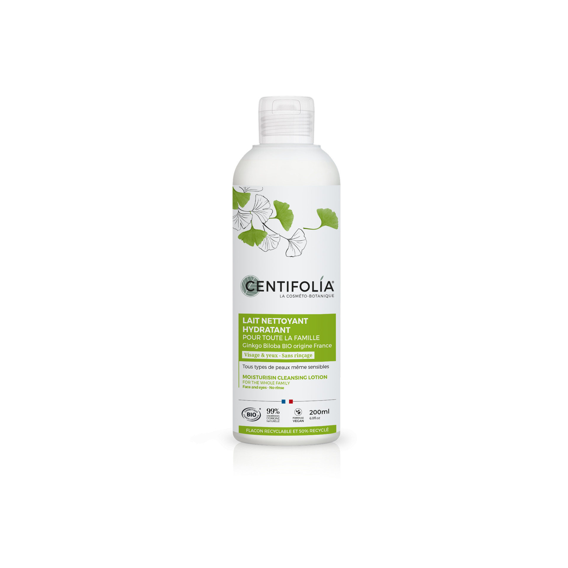 Lait nettoyant hydratant pour toute La Famille BIO - Flacon 200 ml - CENTIFOLIA