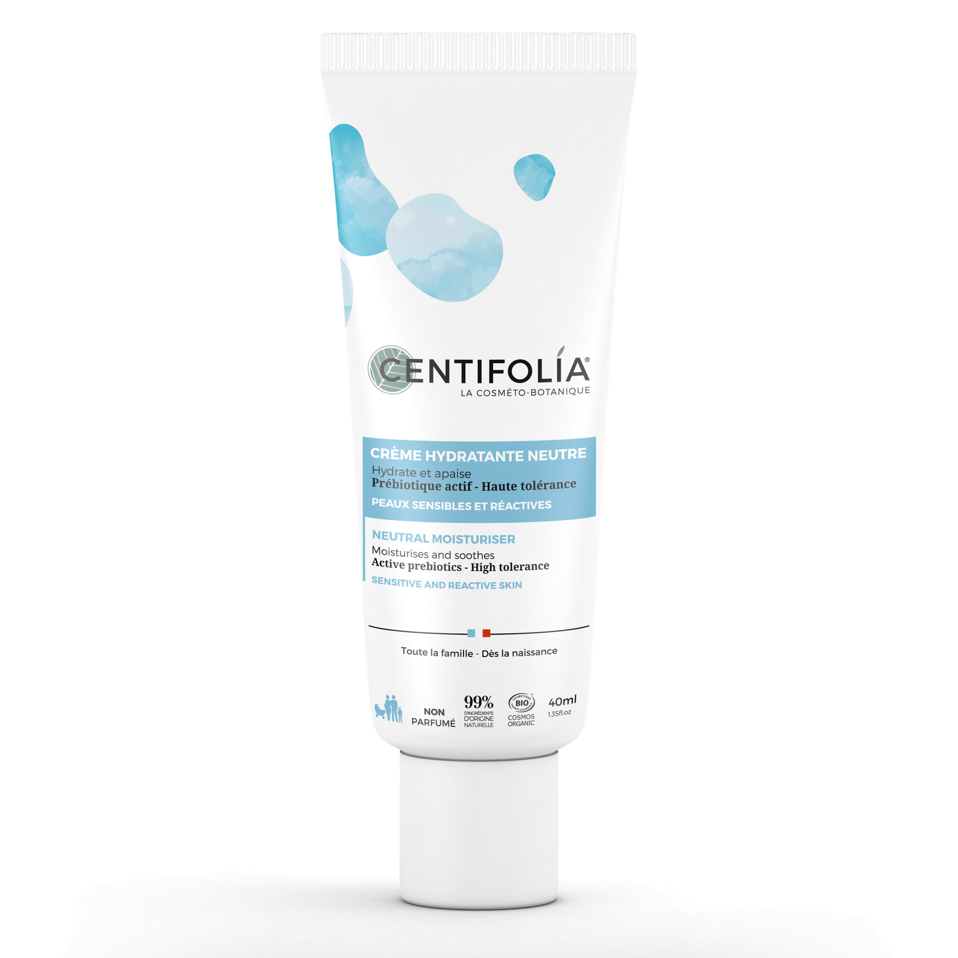 Crème hydratante Neutre BIO - Tube + étui 40 ml - CENTIFOLIA