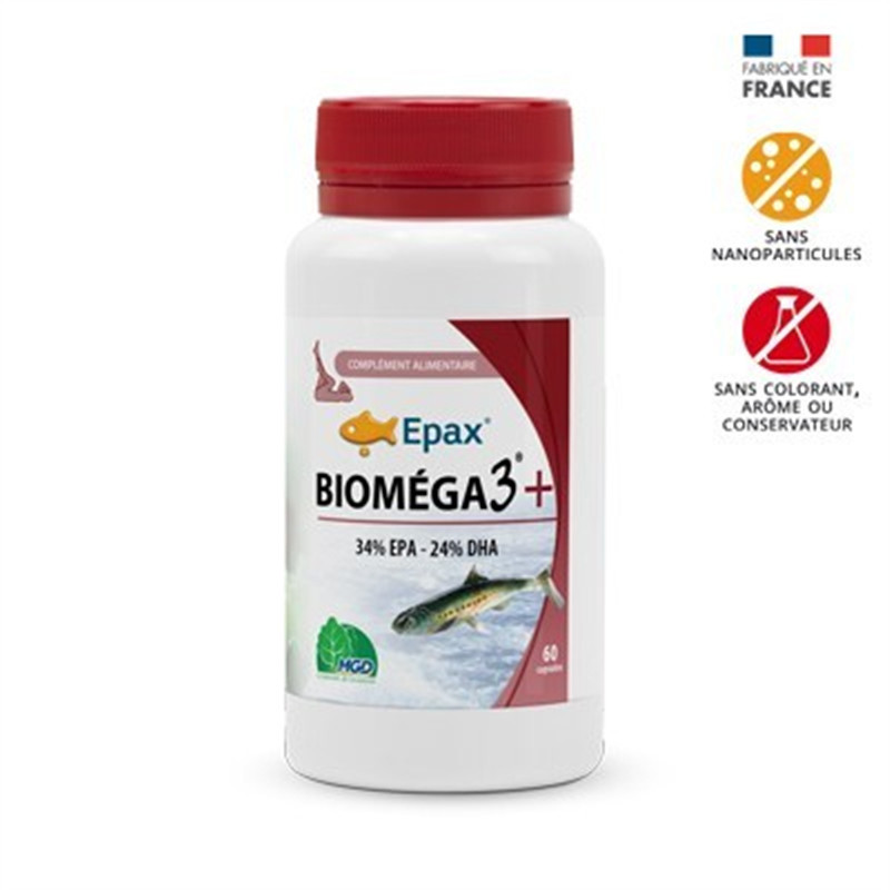 Biomega 3 plus (huile anchois - sardines) - (34%epa-24%dha) - 60 capsules - MGD