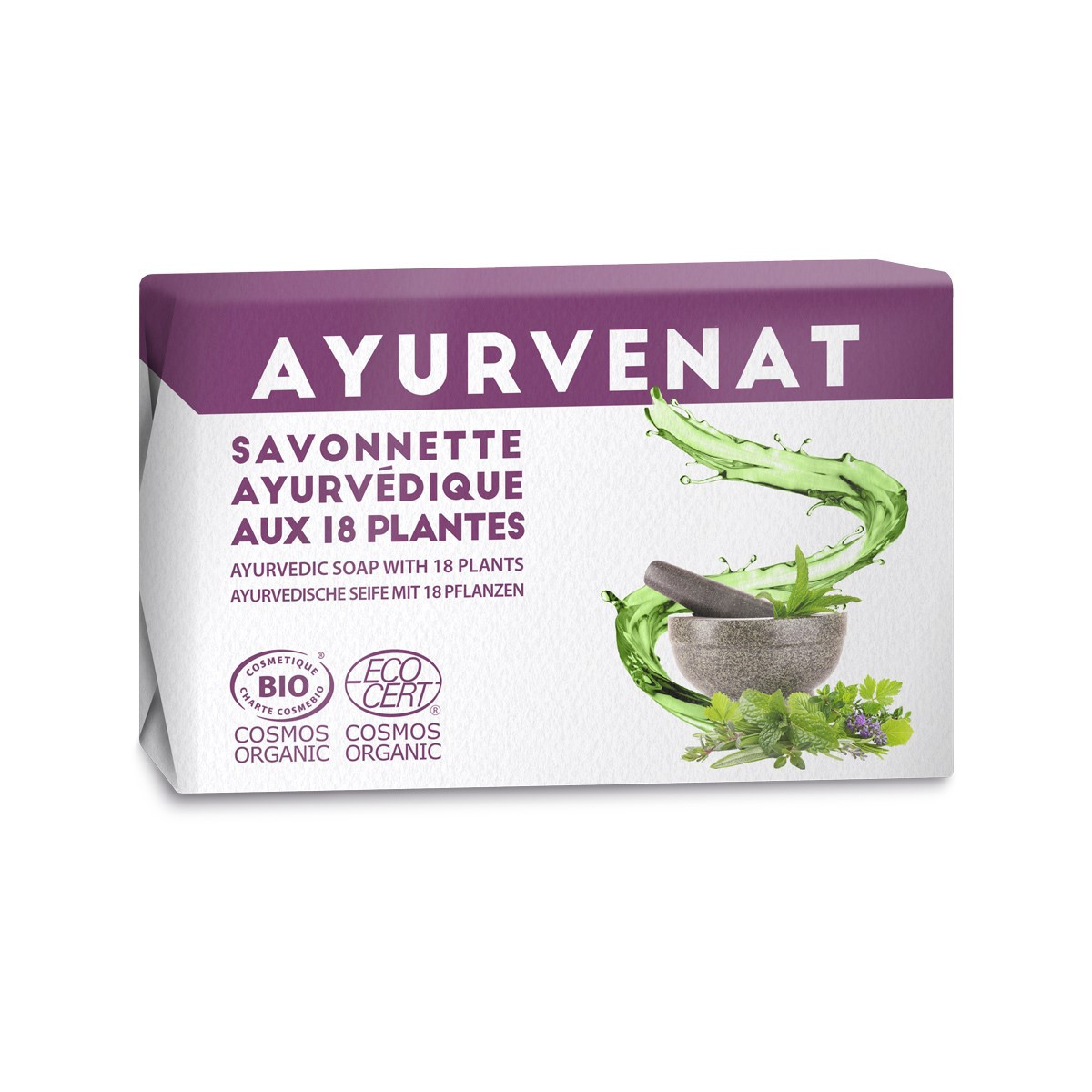 Savonnette ayurvédique BIO aux 18 plantes actives - 100 g - OLEANAT