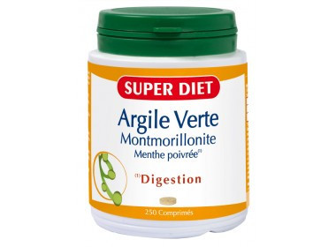 Argile verte montmorillonite - Menthe poivrée - 250 comprimés - SUPERDIET