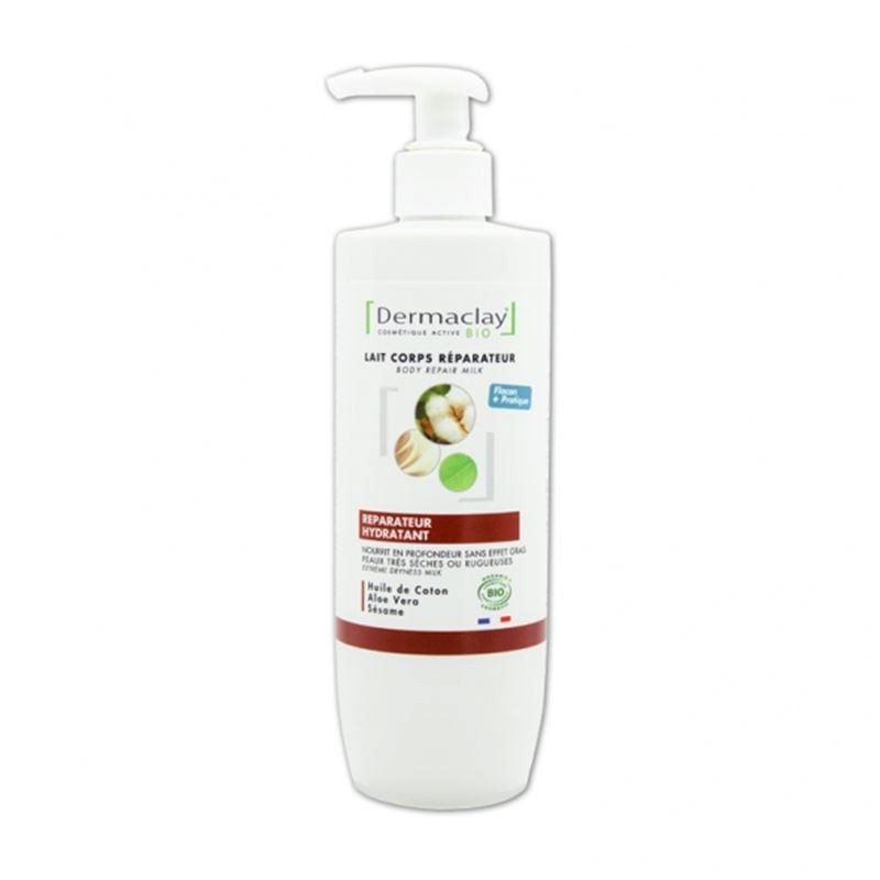 Lait corps réparateur BIO - Coton, Aloe, Sésame - 400 ml - DERMACLAY