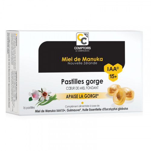 PASTILLES GORGE COEUR FONDANT MIEL DE MANUKA IAA15+ - 52.8 g - COMPTOIRS & COMPAGNIES - ARRET