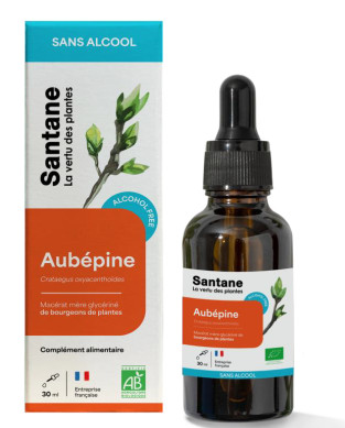 Macerat glycerine sans alcool de bourgeons - Aubepine - 30 ml - SANTANE