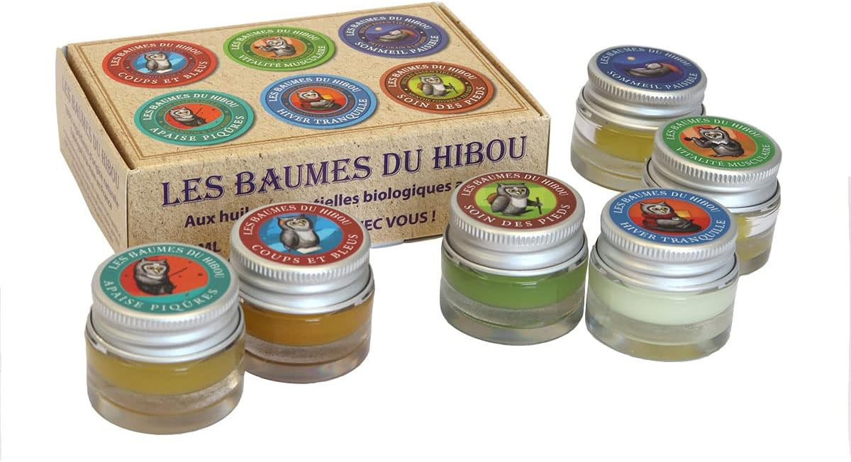 Kit de voyage de 6 baumes du Hibou Bio - 6 x 7 ml - OLEANAT