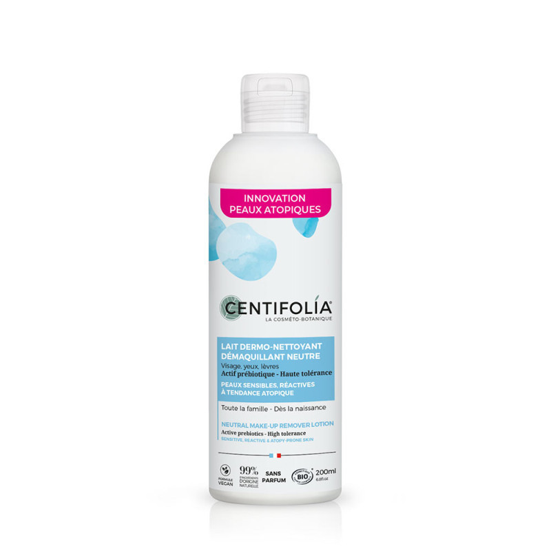 Lait dermo-nettoyant démaquillant neutre - 200 ml - CENTIFOLIA