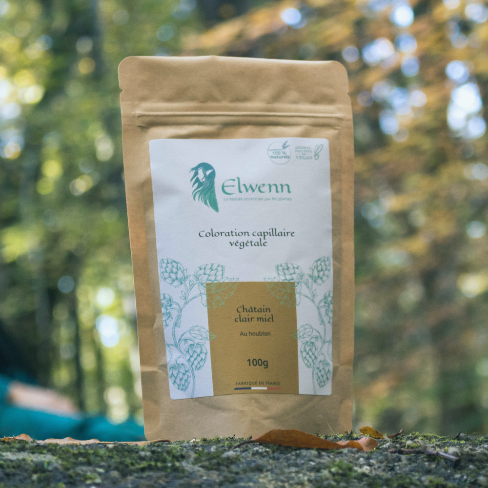 Coloration capillaire végétale - Chatain clair miel -  100 g - ELWENN
