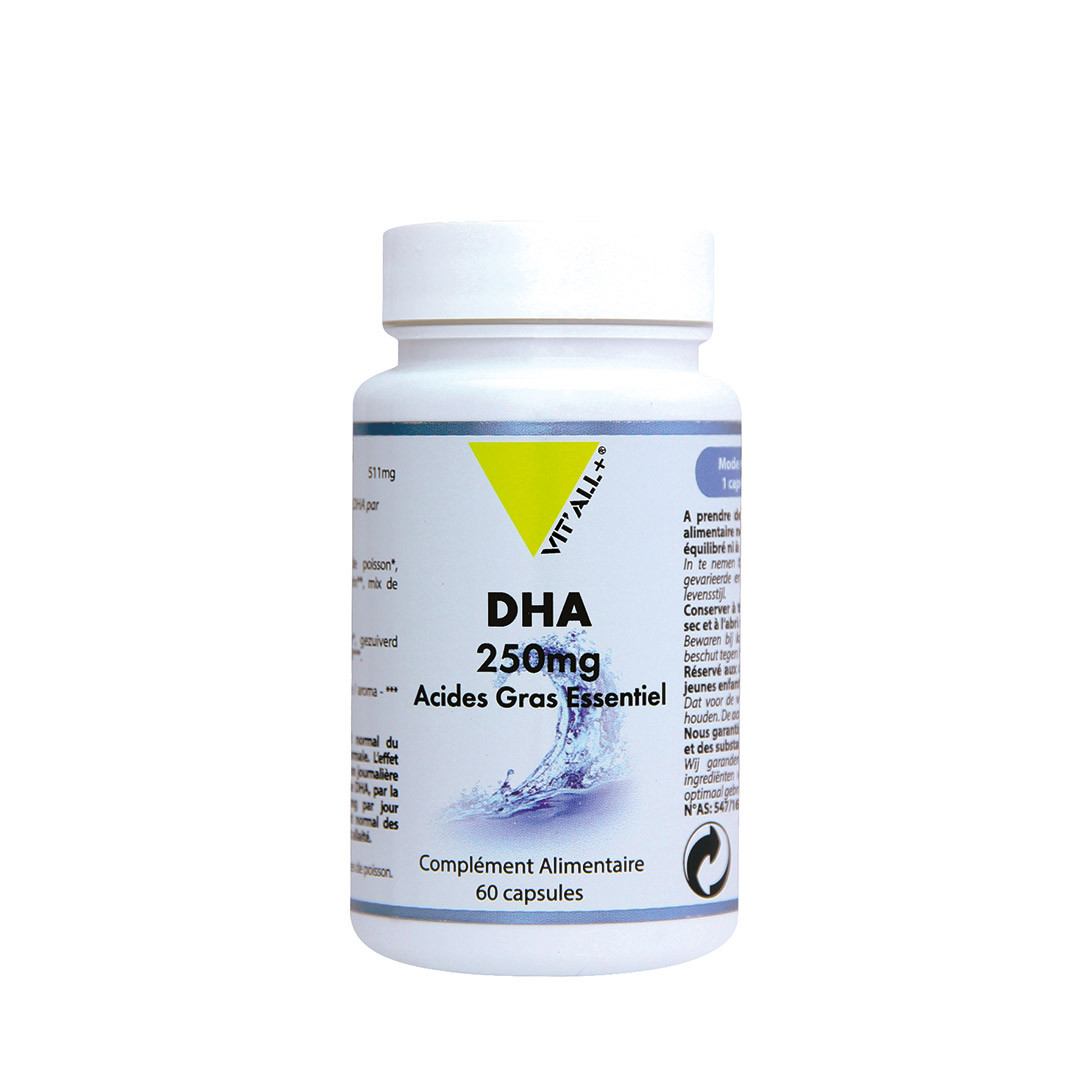 DHA 250 mg - Acide Gras Essentiel - 60 caps - VIT'ALL+