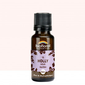 Fleurs de Bach 15 Holly, Houx - Granules BIO - 19,5 g - BIOFLORAL