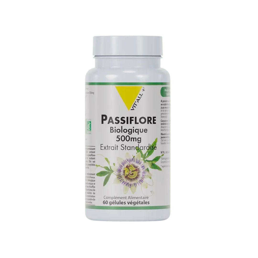 Passiflore BIO 500 mg - 60 gélules végétales  - VIT'ALL+