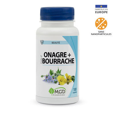Onagre + bourrache (huiles + vitamine E) – 100 capsules – MGD