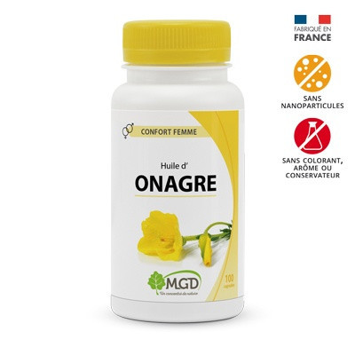 Onagre (huile 1ère pression à froid + vitamine E) – 100 capsules – MGD
