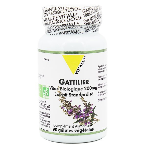 Gattilier bio 200 mg extrait standardisé (Vitex) – 90 gélules – VIT'ALL+