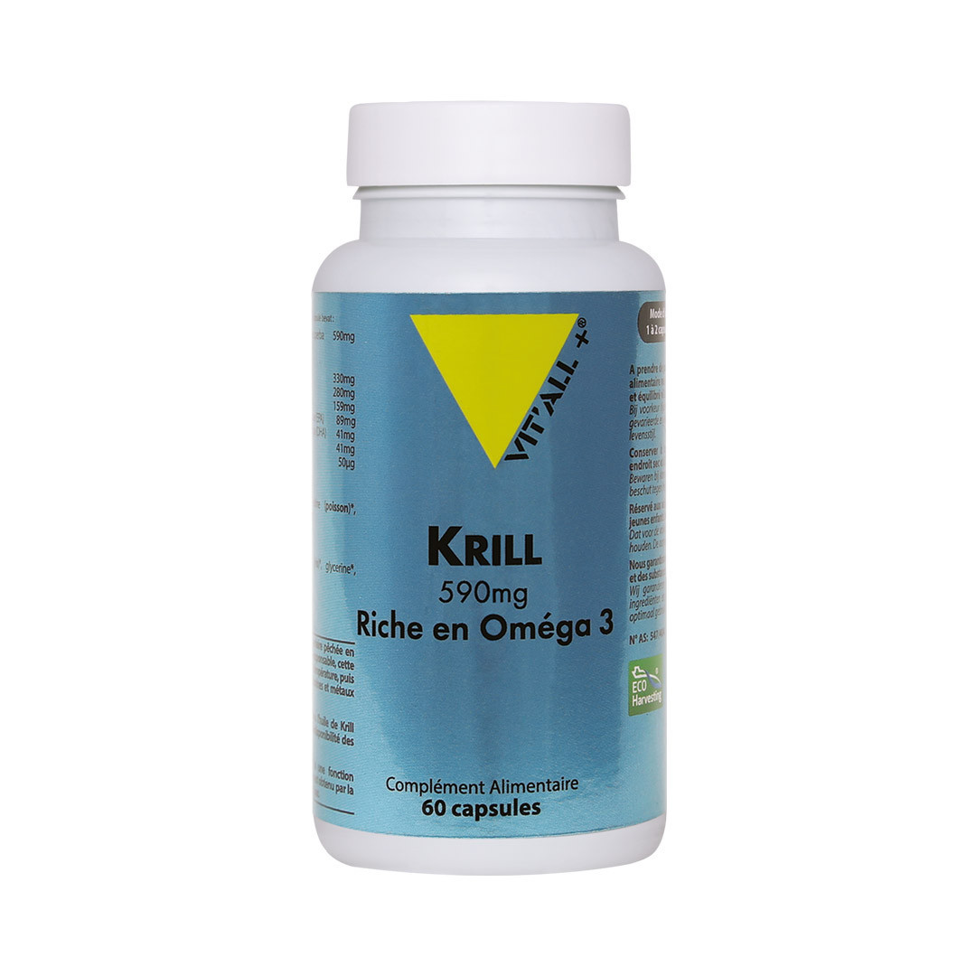 Krill 590 mg riche en oméga 3 – 60 capsules – VIT'ALL+
