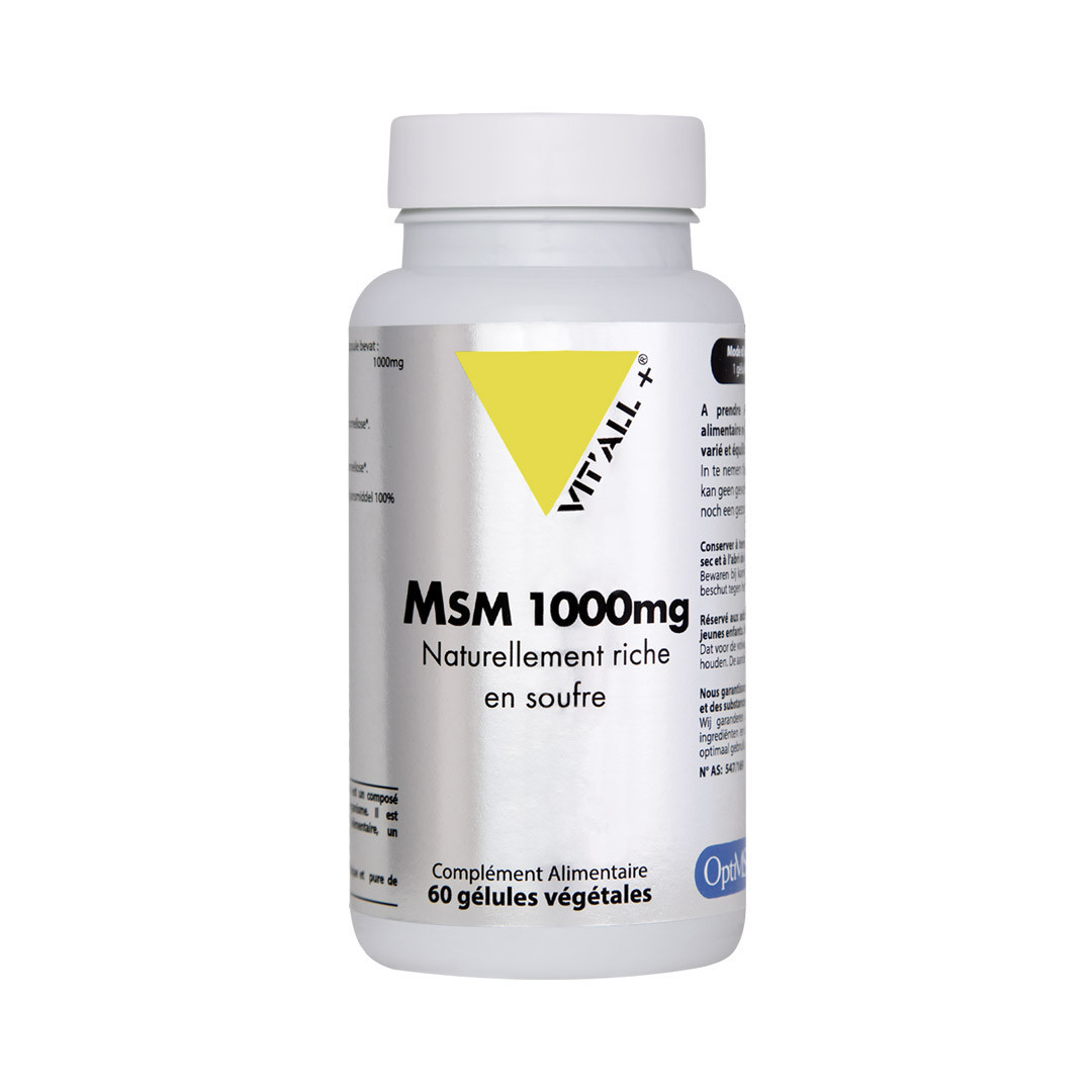 MSM (méthyl-sulfonyl-méthane) 1000 mg – 60 gélules végétales – VIT'ALL+