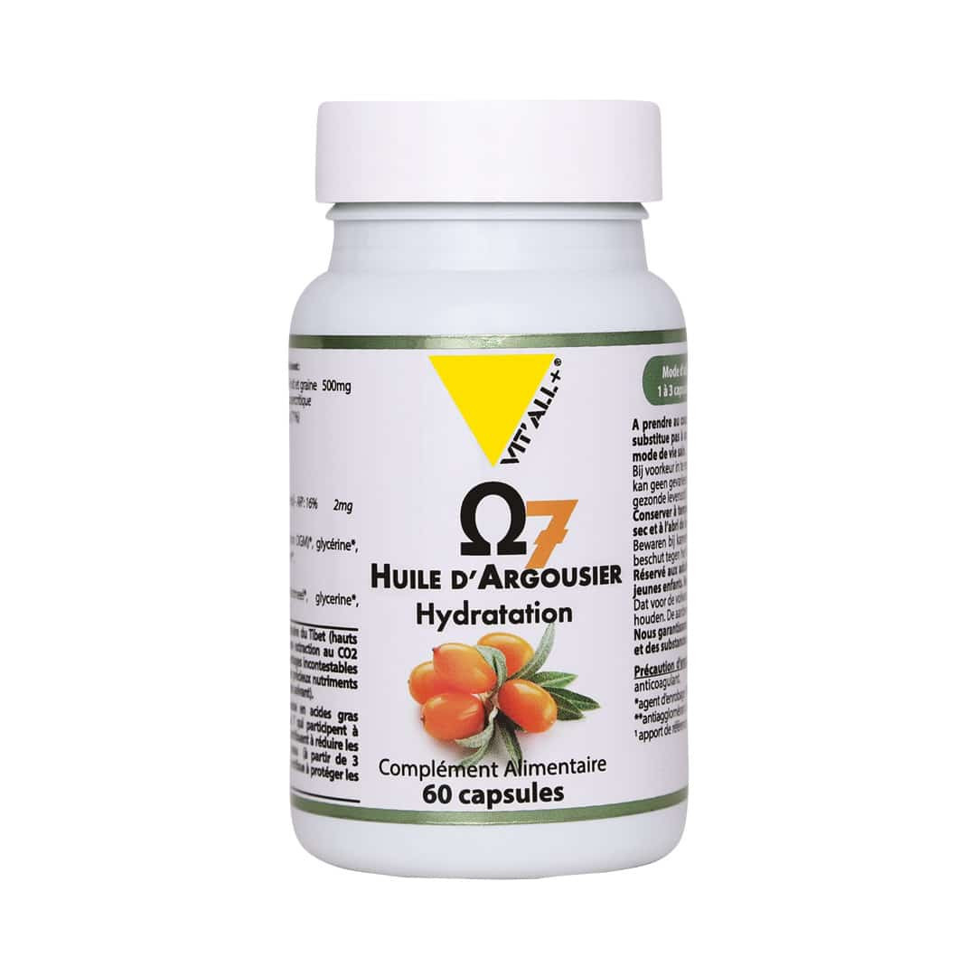 Oméga 7 huile d'argousier 500 mg – 60 capsules végétales – VIT'ALL+