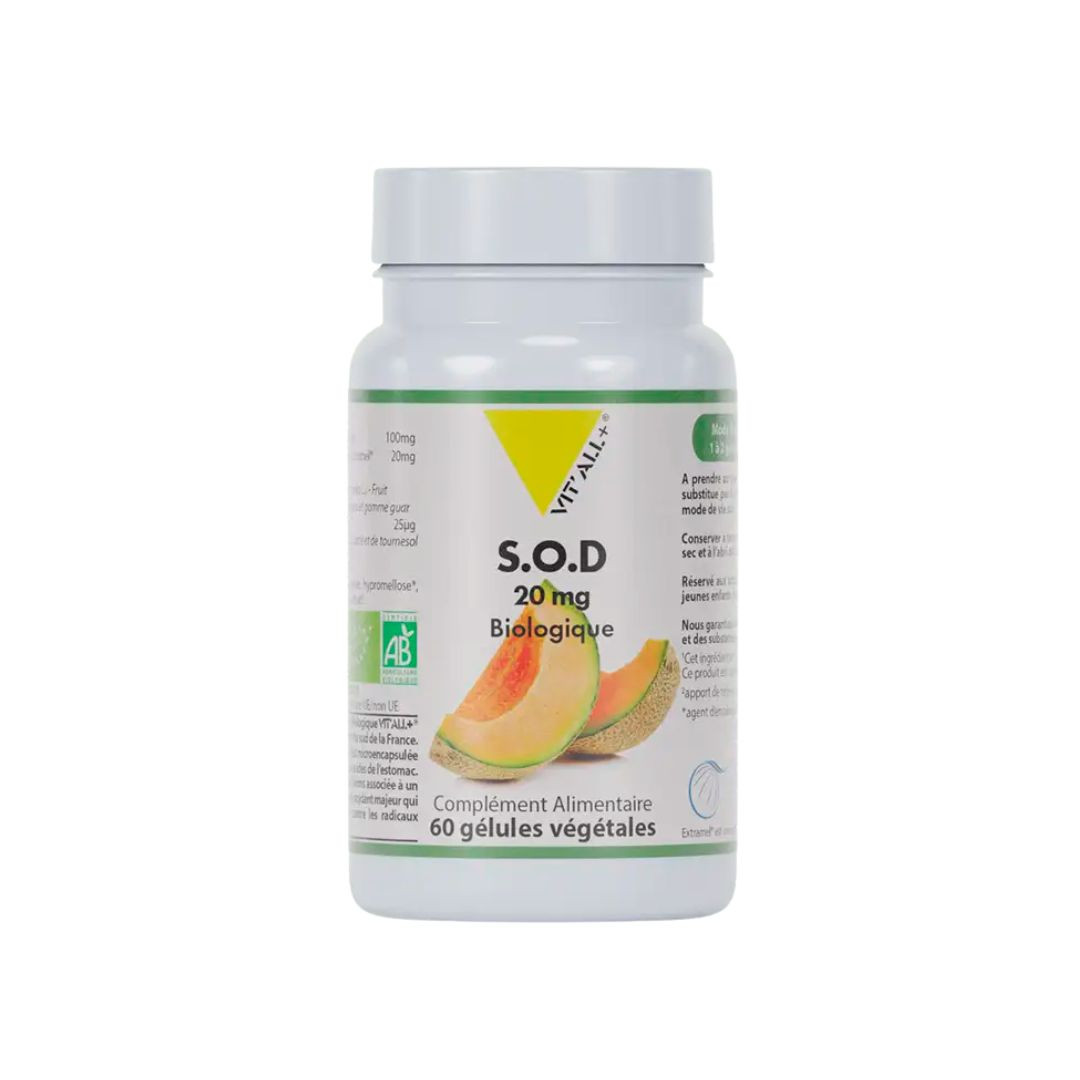S.O.D. végétale bio 20 mg – 60 gélules végétales – VIT'ALL+