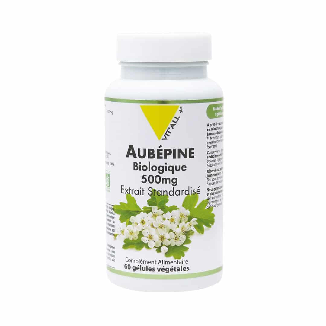 Aubépine bio 500 mg extrait standardisé – 60 gélules végétales – VIT'ALL+
