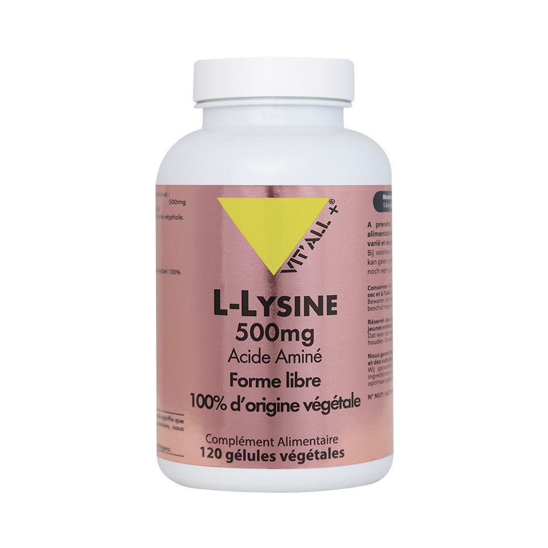 L-lysine 500 mg – 120 gélules végétales – VIT'ALL+
