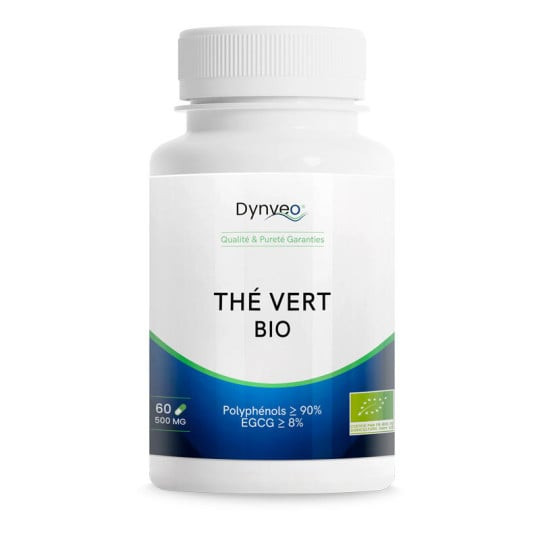 Thé vert bio 90% polyphénols 10% EGCG 500 mg – 60 gélules – DYNVEO