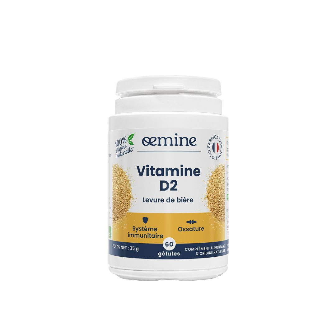 D2 – vitamine D végétale de levure, titrée à 5 microg – 180 gélules – OEMINE
