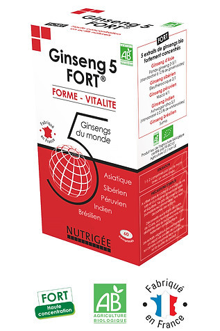 Ginseng 5 fort bio – 60 comprimés – NUTRIGEE
