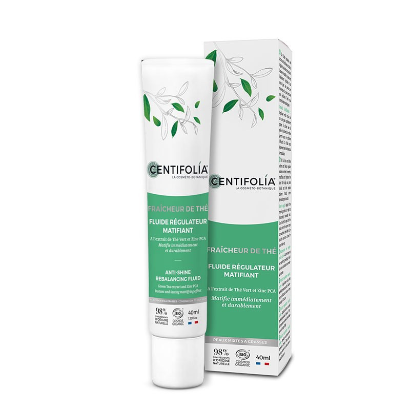 Fluide régulateur matifiant fraîcheur de thé bio – Tube 40 ml – CENTIFOLIA
