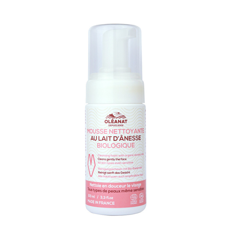 Mousse nettoyante au lait d'ânesse Bio Cosmos - 100 ml - OLEANAT