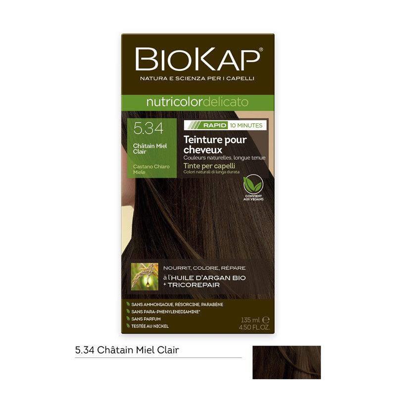 Nutricolor delicato rapid - Châtain miel clair 5.34 - 135 ml - BIOKAP